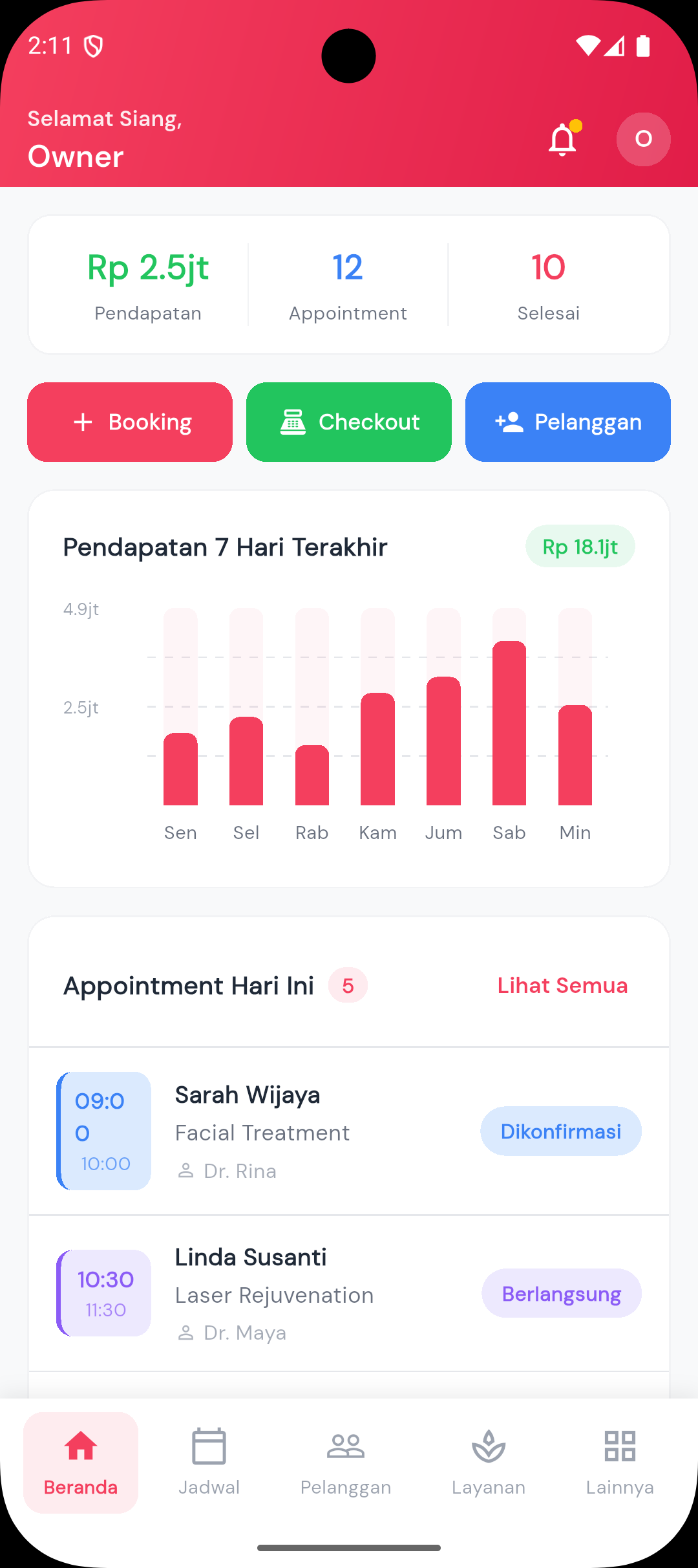 GlowUp Mobile App - Dashboard